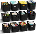 ORGIDOL 12 Pack Black Plastic Storage Bins, Storage Container for Organizing, Storage Boxes with Handle for Shelves, Cute Organizer Bins for Craft, Snacks, Pantry, Cabinet, 8.7x6.7x5.66inch by ORGIDOL