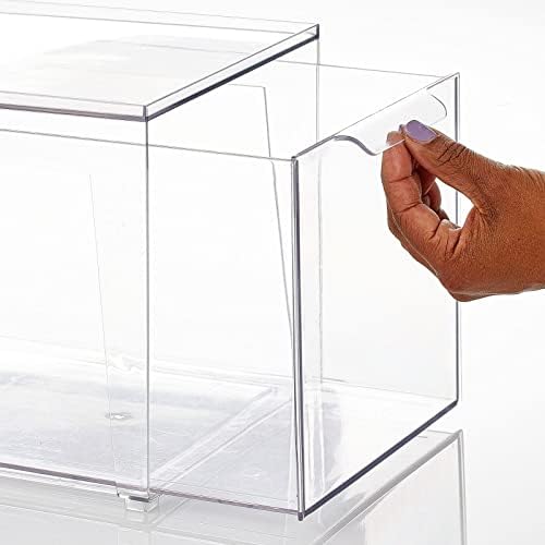 mDesign Plastic Stackable Bathroom Storage with Pull Out Bin Organizer Drawer for Cabinet, Vanity, Shelf, Cupboard, Cabinet, or Closet Organization - Lumiere Collection - 4 Pack - Clear - Image 6
