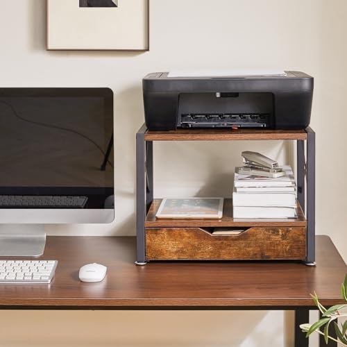 IBUYKE 2 Tier Desktop Printer Stand with Drawer Storage TLJ006H - Image 4
