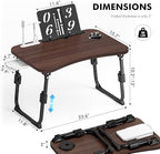 Lap Desk for Bed Adjustable Height, Foldable Bed Table with Storage Drawer, Tablet Slot & Cup Holder, Portable Laptop Stand for Bed & Sofa, Bed Desk for Adults & Kids, Walnut - Image 3