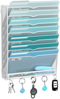8-Tier Wall File Organizer and Mail Organizer with 5 Hooks, White by JMHUD