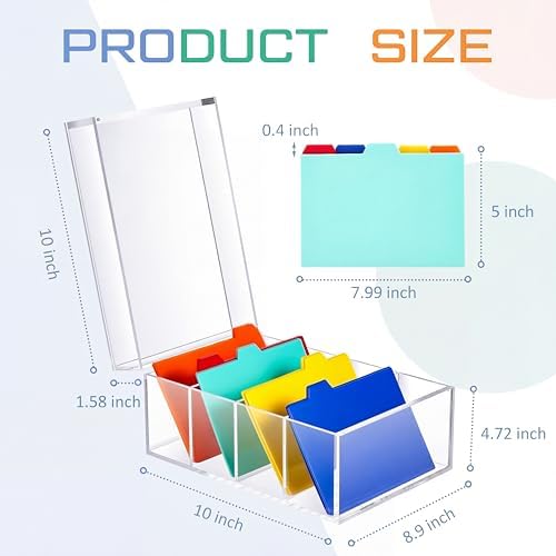 Mooliwe Index Card Holder Acrylic Organizer 50 Dividers, 5 x 8 Inch - Image 2