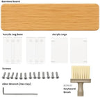 Bamboo Monitor Riser, Wide Desktop Monitor Stand for Desk with Clear Acrylic Legs, 31.5 x 8inch Bamboo Wood Shelf, Fit Keyboard, Home Office Workspace Accessories, Study Stationaries Storage (Natural) - Image 3