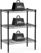 HealSmart 3-Tier Metal Wire Storage Shelves, Adjustable Standing Storage Rack Shelf, Heavy Duty Steel Shelving Unit Organizers for Kitchen Bathroom Pantry Garage, 23.2" W×13.4" D×30.3" H, Black by HealSmart