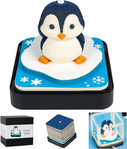 3D Calendar 2027 Time Piece Calendar 2027 Cute Tear Off Desk Calendar ‌Creative 3D Paper Art Notepad for Christmas Gift & Desktop Decoration (Penguin) by RWUJILONG