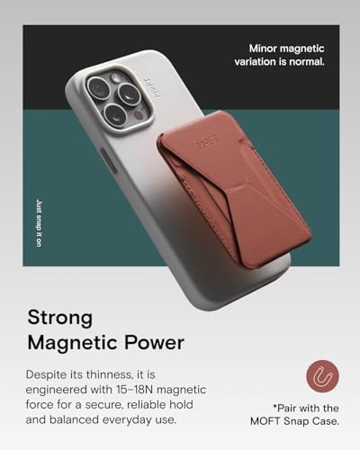 MOFT Magnetic Wallet Stand Compatible with iPhone 17/16/15/14/13/12 Series, Angle Adjustment & Magsafe Compatible MOVAS Phone Stand,Sienna Brown - Image 4