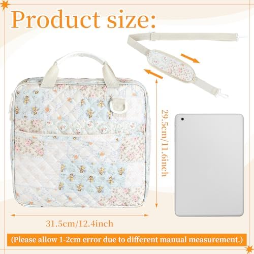 Zipper Binder Folder Keeper with Strap 2", 3 Ring, White, Flower - Image 2
