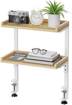 Clamp On Desk Shelf 2-Tier, 12.6 inch Wood Shelving Unit for Office Desk/Gaming Accessories, Tabletop Book Storage Rack, Shelf for Top & Under of Desk, Natural by ART-GIFTREE