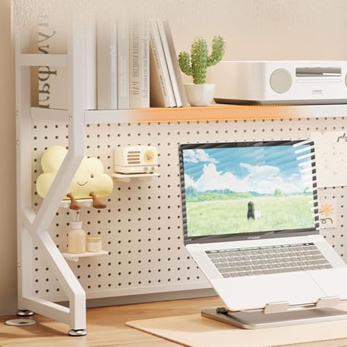 Desktop Hutch Bookshelf,Metal Desktop Bookcase with Pegboard, Desk Shelf,Countertop Storage Organizer Rack for Dorm Or Office,Vanity,Bedroom,Bathroom(Black,53in/135cm) - Image 3