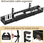 Under Desk Cable Management Tray,Expandable 25.2" – 38.6",Black - Image 4