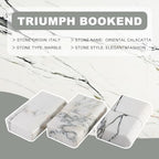 Koville Natural Marble Bookends for Shelves, 13LBS Ultra Heavy Duty Marble Book Holders Organizer, Non-Slip Book Ends, Apartment Decor for Movies/CDs/Video Games - Image 6