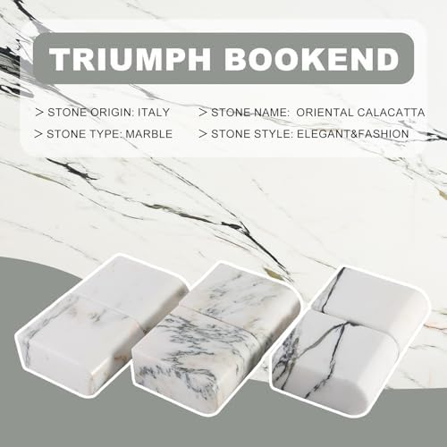 Koville Natural Marble Bookends for Shelves, 13LBS Ultra Heavy Duty Marble Book Holders Organizer, Non-Slip Book Ends, Apartment Decor for Movies/CDs/Video Games - Image 6