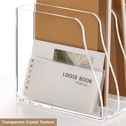 SANRUI 4 Slot Acrylic Desk Organizer, Clear Vertical Magazine File Holder - Image 7