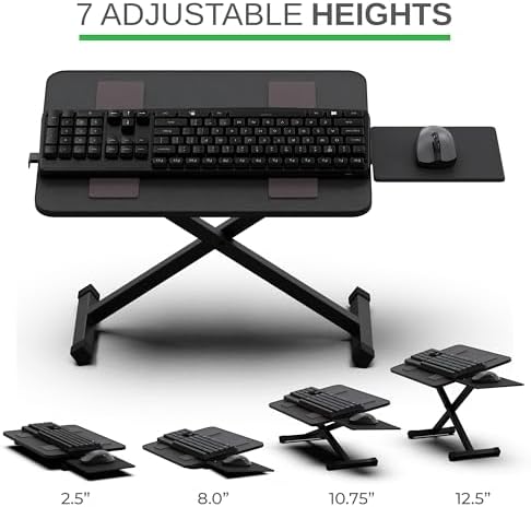 Uncaged Ergonomics Adjustable Keyboard Riser for Desk & Mouse Stand (Black) - Image 3