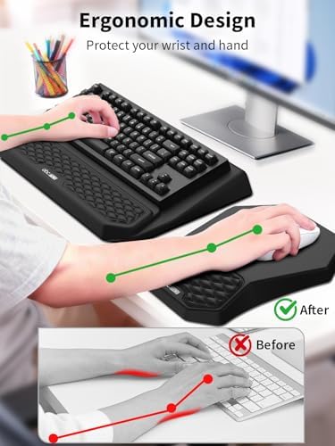 3-in-1 Ergonomic Keyboard Stand with Wrist Rest & Mouse Pad Set, Black - Image 2