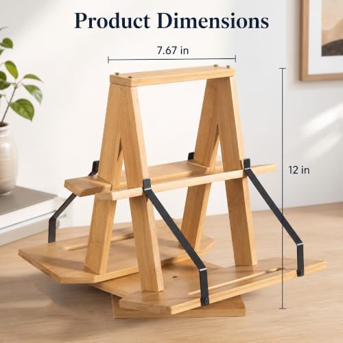 MACTANO Two-Sided Rotating Book Stand, 360° Bamboo Desktop Holder 9 lb - Image 7