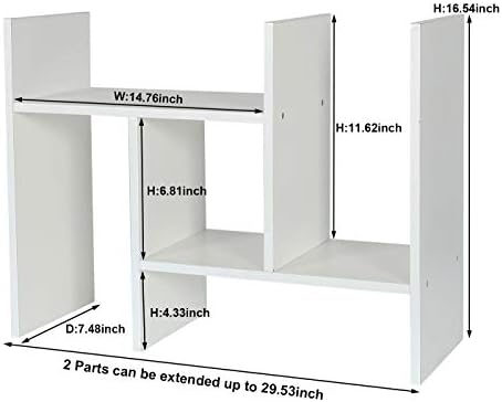 PAG-Mass Desktop Bookshelf Freestanding Wooden Countertop Bookcase Accessories Organizer Display Rack Dorm Desk Storage Shelf - Image 3