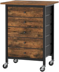 MAHANCRIS 5 Drawer File Cabinet,Rolling Filing Chest Cabinet with Wheels, Under Desk Storage Organizer, Printer Stand with Non-Woven Fabric Drawer, for Home Office, Study, Rustic Brown FCHR4801 by MAHANCRIS