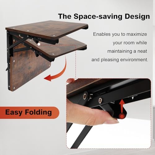 Wooden Folding Shelf Wall Mounted for Small Space, Fold Down Desk for Home - Image 6