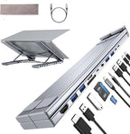 M92 Laptop Docking Station Stand, 11 in 1 USB C Hub HDMI 4K@60Hz, 3.5mm Audio, Portable Laptop Stand with USB Ports, USB C Multiport Adapter USBC Dock Station Dongle Holder for MacBook Pro/Air by Umaniy