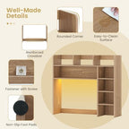 BECOMFORT Desk Hutch with LED Lights, Desk Organizer Shelf w/ 8 Storage Compartments, up to 25” Monitor, Wooden Display Rack, Desktop Bookshelf for Vanity Dressing Tabletop College Dorm Home & Office - Image 6