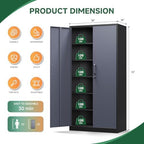 Letaya Metal Storage Cabinet with Lock Door and 5 Shelves,6 Tier Steel Garage Tool Cabinet for Home Office Utility Room 72" H X 36" W X18 D (Black Gray) - Image 3