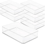 primebox Plastic Clear Drawer Organizers. Bathroom. Kitchen, Bedroom, Utensils, Office Organizer Bins, Storage Trays. Stackable. 9" x 6" x 2" Set of 6 by primebox
