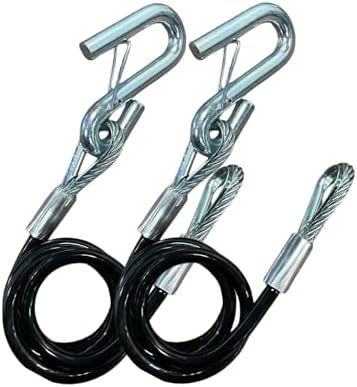 Tie Down – 7,000 lb Hitch Safety Cable – Black Vinyl Coated – Replaces Trailer Chains & Tow Straps – Coiled Cable w/Wire Latch – Made in USA by TieDown