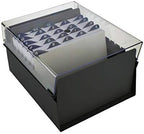 Acrimet 5 X 8 Card File Holder Organizer Box Metal Base Heavy Duty (AZ Index Cards and Divider Included) (Black Color with Clear Crystal Plastic Lid Cover) - Image 3