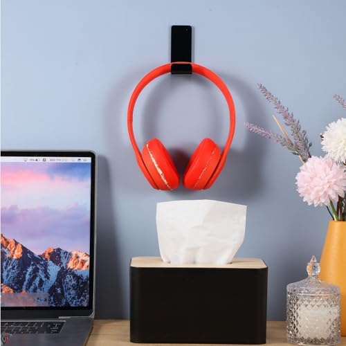 Weewooday 32 Headphone Hanger Wall Mount Stand with Adhesive Hook, Black - Image 5