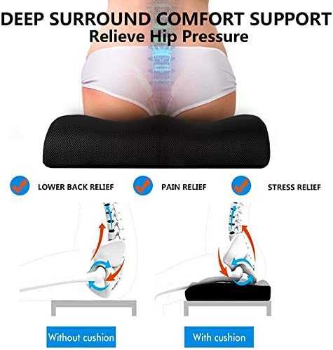 YOUFI Extra Thick Large Seat Cushion, Gel Memory Foam Cushion with Carry Handle Non Slip Bottom, Pain Relief Coccyx Cushion for Wheelchair Office Chair (Black, 19" x 17.5" x 4") - Image 6