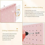 FZK Modular Plastic Pegboard Wall Organizer Kit, Pink, 12x12, 4 Panels - Image 6