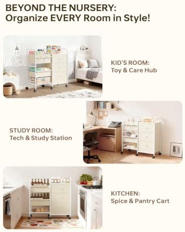 2in1 Baby Diaper Caddy Organizer and Storage Cart with Dividers and Drawers - Image 6