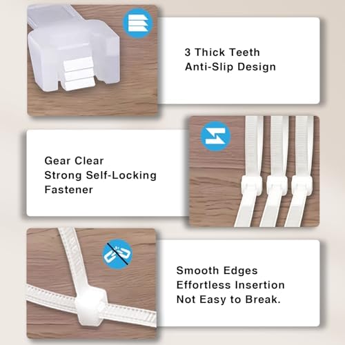 Zip Ties Assorted Sizes 4+6+8+12 Inch, 2000 Pack, White Cable Ties for Multi-Purpose, Nylon/Plastic Wire Ties for Home Improvement, Office & Outdoor Use (Clear-Colored Style). - Image 5
