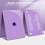Teryeefi for MacBook Air 13 inch Case M5 M4 M3 M2 (2022-2026 Release) Model A3449 A3240 A3113 A268, Plastic Hard Shell & Keyboard Cover & Screen Film for MacBook Air 13.6 inch Case - Purple Polka Dots - Image 4