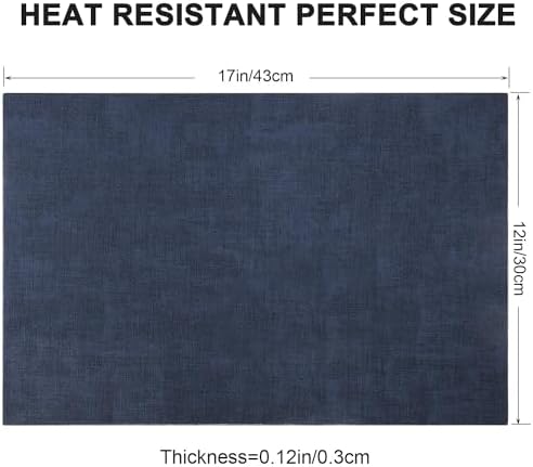 Leather Heat Resistant Placemats Set of 6 Waterproof Wipeable Washable PU Table Mats,Easy to Clean Anti-Slip (6, Navy Blue) - Image 6