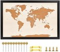 Wooden Frame Cork Board Map of World, 20" X 30" Bulletin Boards for Walls with 10 Pins, Travel Tracker Map for Office, School and Home (WD-MAP,5075,D) by YCCYYCCY