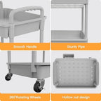 4 Tier Rolling Utility Cart with Handle,REBECAT Utility Cart Made of Multifunctional Storage Organizer Tool for Kitchen,Bathroom,Living Room,Office(Gray) - Image 3