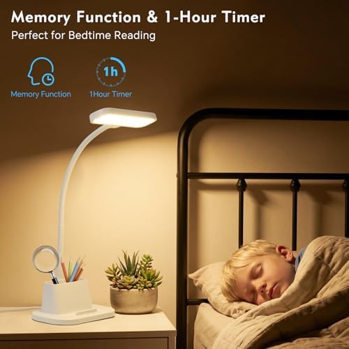 BOHON Desk Lamp for Home Office Desk Light with USB-C Charging Port White - Image 5