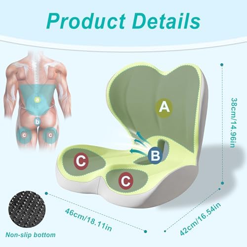 Seat Cushion for Office Chair, Ergonomic Cushion with Lumbar Support Pillow - Image 2