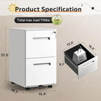 DEVAISE 2 Drawer Metal File Cabinet with Lock, Fully Assembled - Image 3