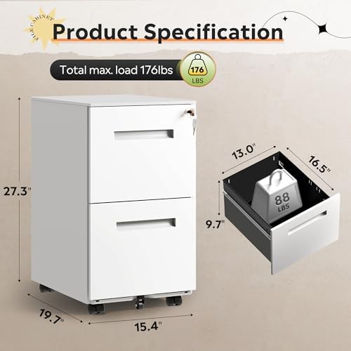 DEVAISE 2 Drawer Metal File Cabinet with Lock, Fully Assembled - Image 3
