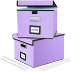 File Organizer Box with Lids, Collapsible File Folder Organizer by Huolewa