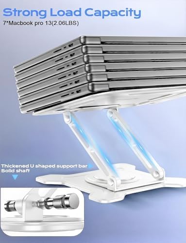 JCZT 360° Rotating Laptop Stand for Desk, Metal Foldable Laptop Riser,White - Image 5