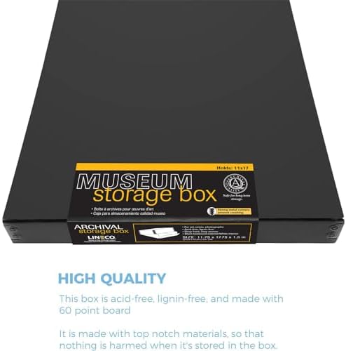 Lineco Drop Front Archival Storage Box, 11.75x17.75x1.5 in, Black, 2 Pack - Image 5