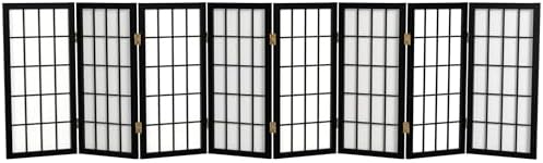 2 ft. Short Desktop Window Pane Shoji Screen - Black - 8 Panels by RedLantern