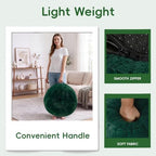 Hobestluk Round Pouf Ottoman Foot Rest,Tuffed Foot Stool Rest,Green - Image 6