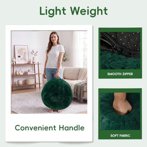 Hobestluk Round Pouf Ottoman Foot Rest,Tuffed Foot Stool Rest,Green - Image 6