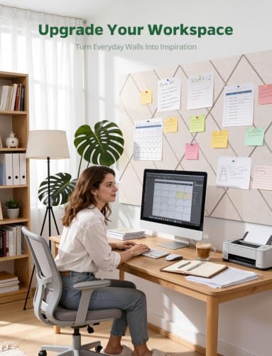 Large Felt Bulletin Board for Wall Cork Tiles Alternative for Home Kitchen 48" x 36", 12 Pack Oatmeal Small Decorative Self-Adhesive Collage Note Memo Pinboards for Kids Room Classroom Display - Image 2