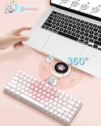 Upgraded Pink Swivel Laptop Stand - 360° Rotating Base & Foldable|Cute Cat Patterns for Healing Vibe|Fits MacBook & 13-15" Laptops|Ideal for Desk Work,Office,Travel,Home,Painting - Image 3